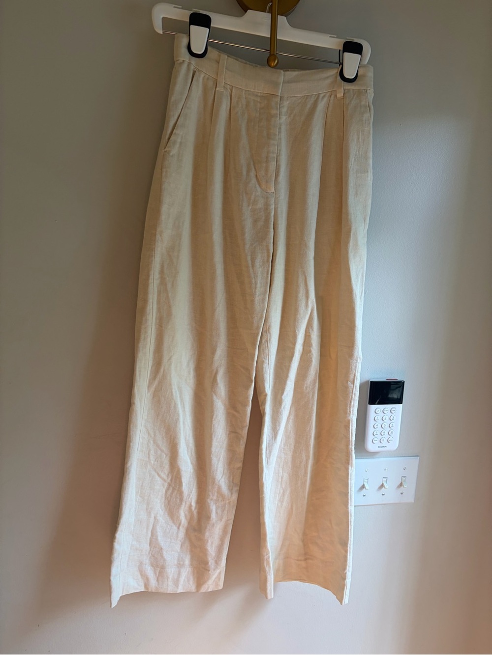 Abercrombie Cream Wide-Leg Linen Blend Pants S